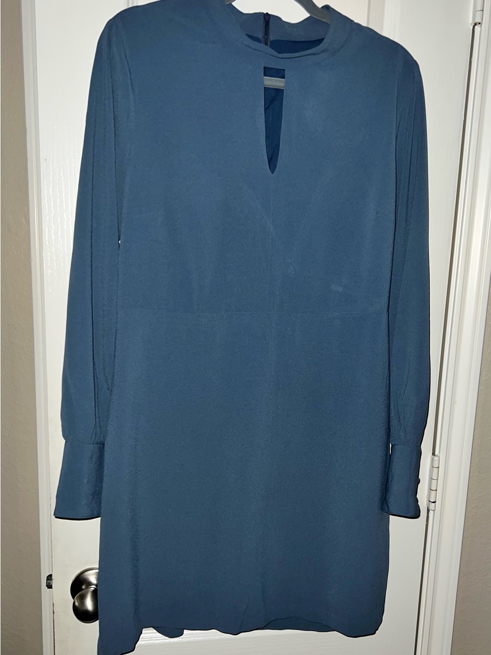 Banana Republic Teal Long-Sleeve Keyhole Dress, Size 10